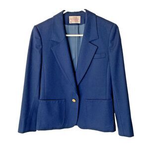 Vintage Petite Pendleton Navy Women’s 6P 100% Wool Blazer Gold Buttons USA